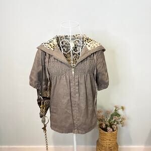 Gorgeous vintage y2k brown fitted blazer bomber hoodie zip up top
